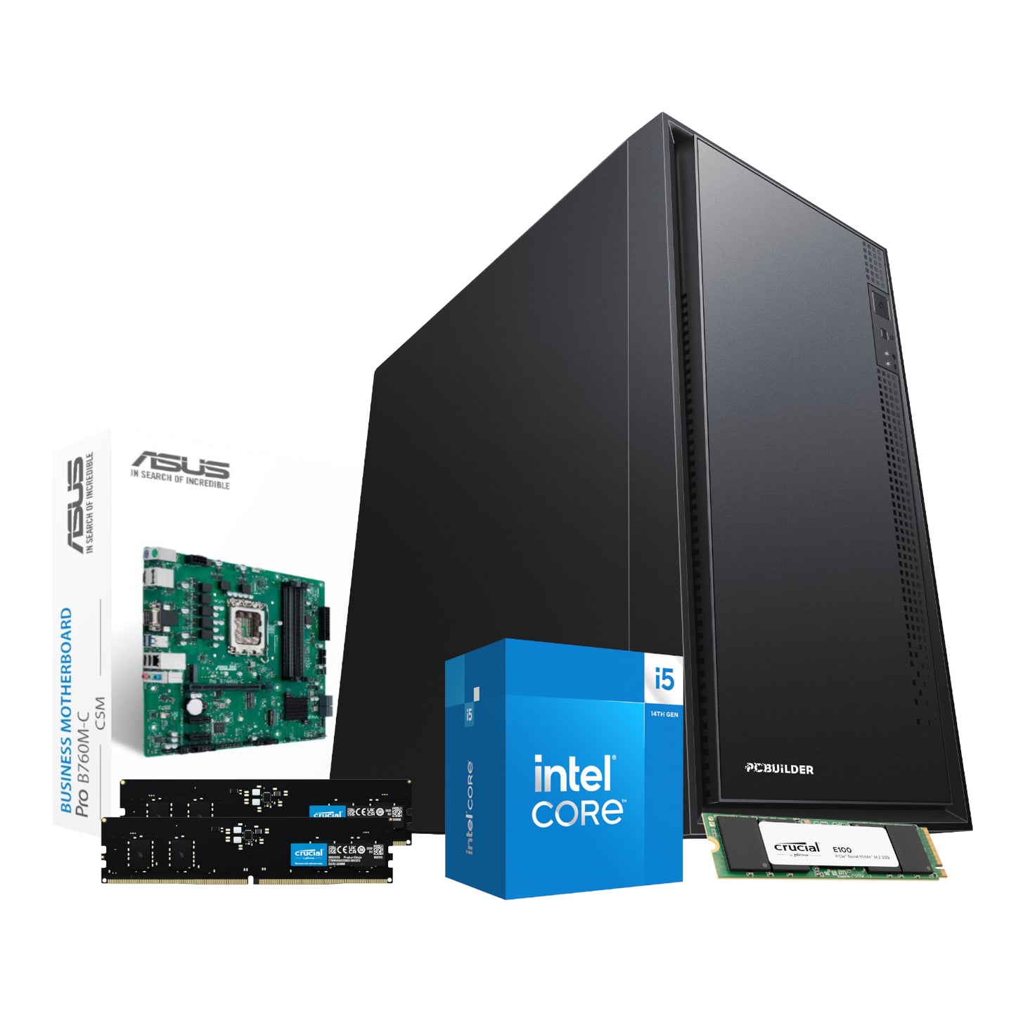 PCBuilder Intel i5-14400 OFFICE Master Windows 11 Desktop PC